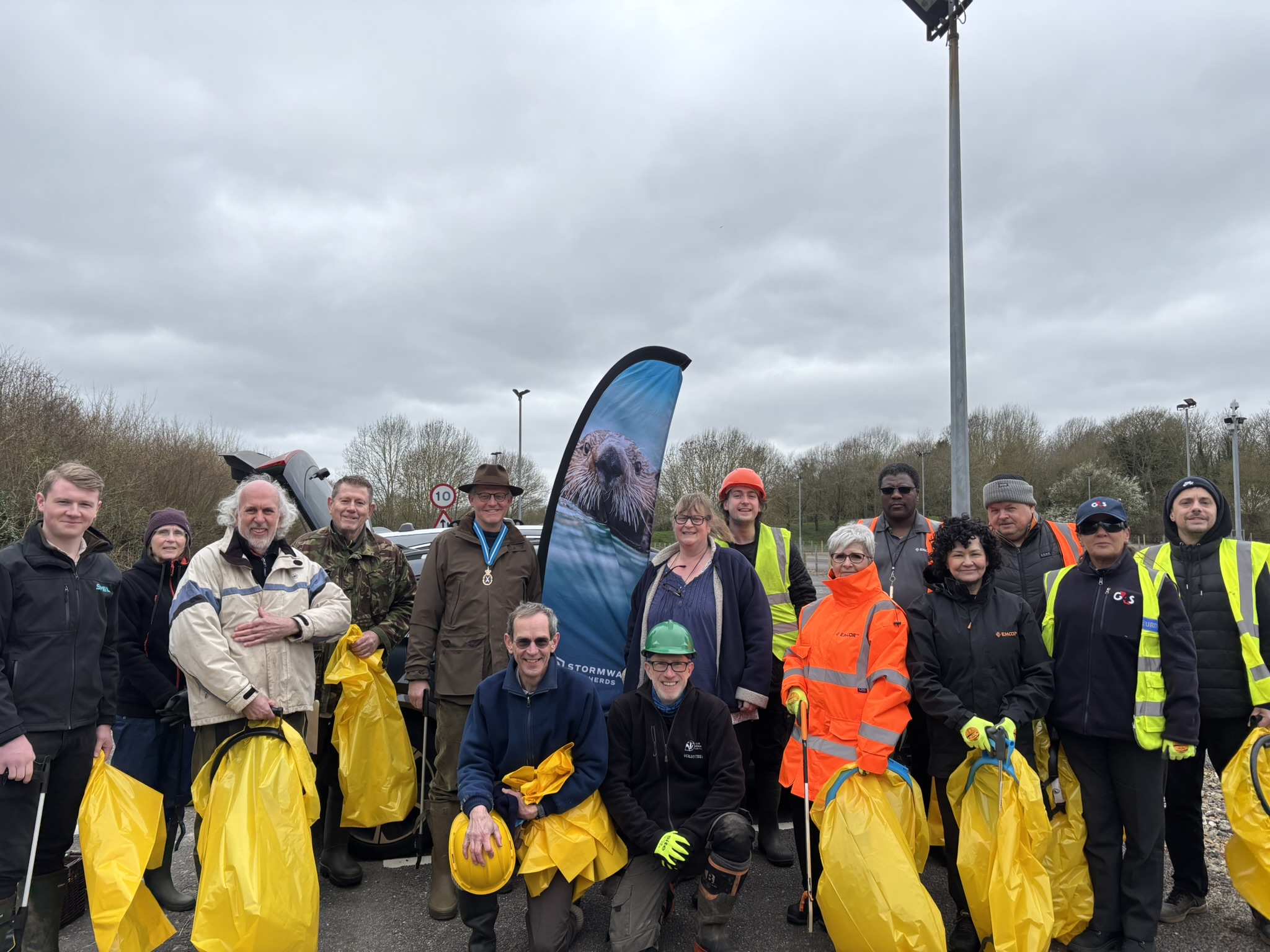 A group of volunteers getting ready for a litter pick